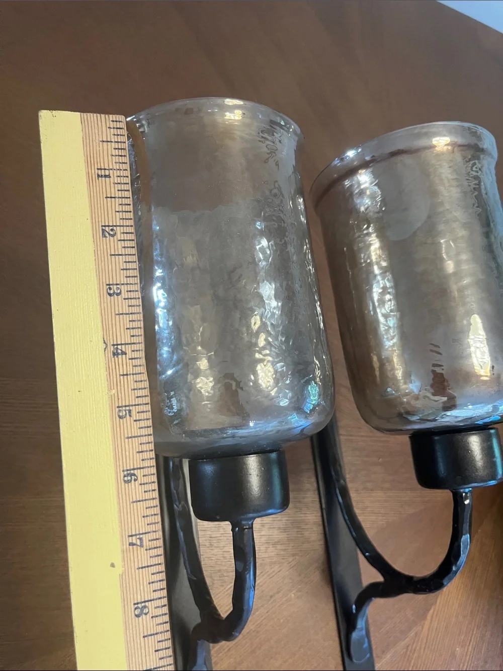 Wall Sconces Pair Metal and Amber Glass